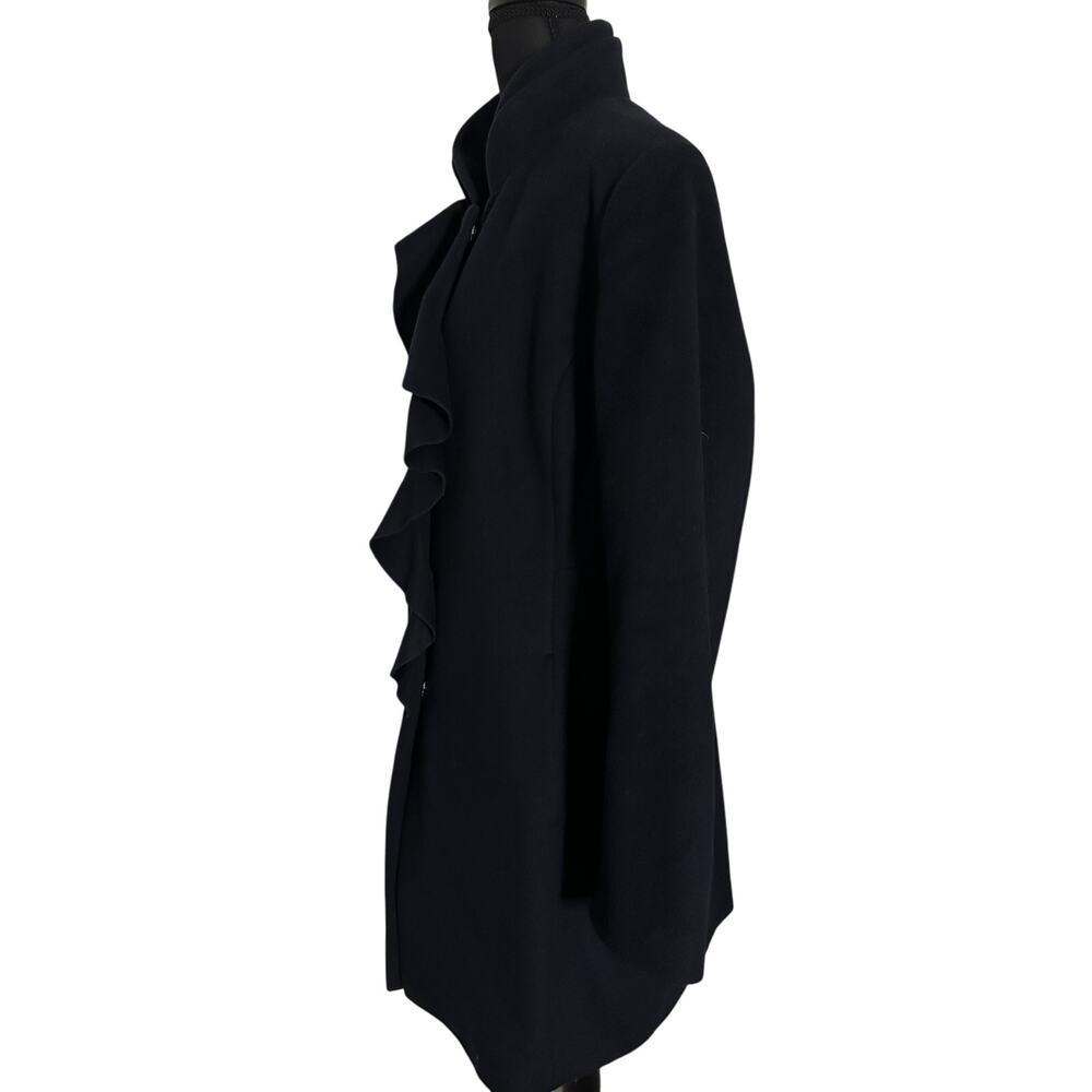 DKNY Walker Women's Coat Ruffle Wool Blend Stand Up Collar Overcoat - Picture 4 of 8